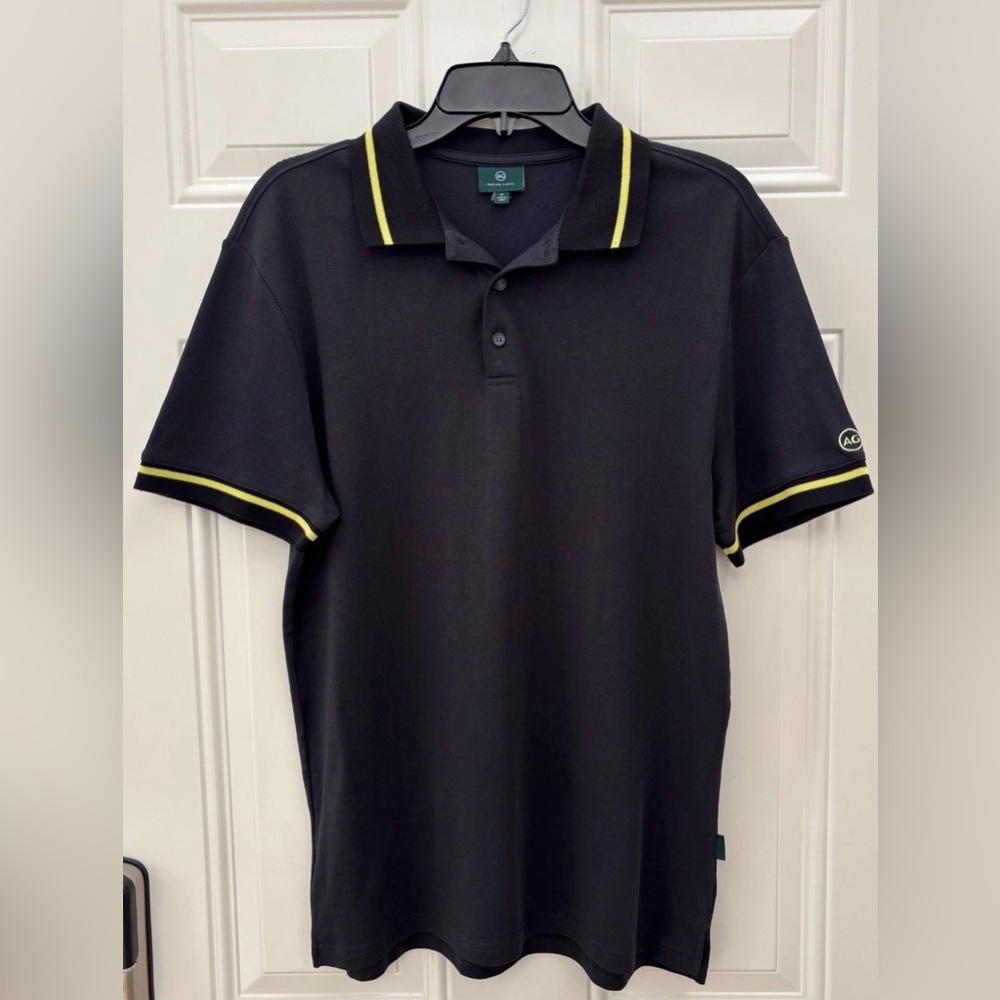 NWOT Ag Adriano Goldschmied Men's M Black Polo with Yellow Trim